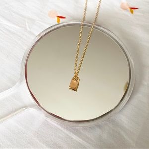 dainty lock charm necklace | gold